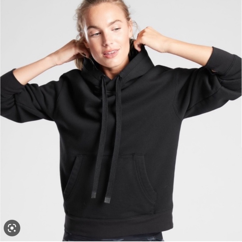 Athleta 24/7 Hoodie Pullover Sweatshirt in Black XS EUC